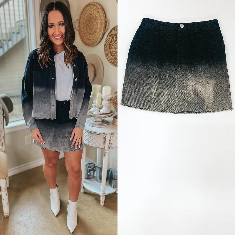 90's Baby Ombre Denim Mini Skirt in Black linen skirt natural