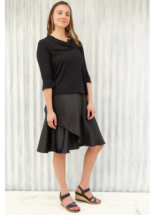 Black Vera Wrap Skirt velvet skirt plush