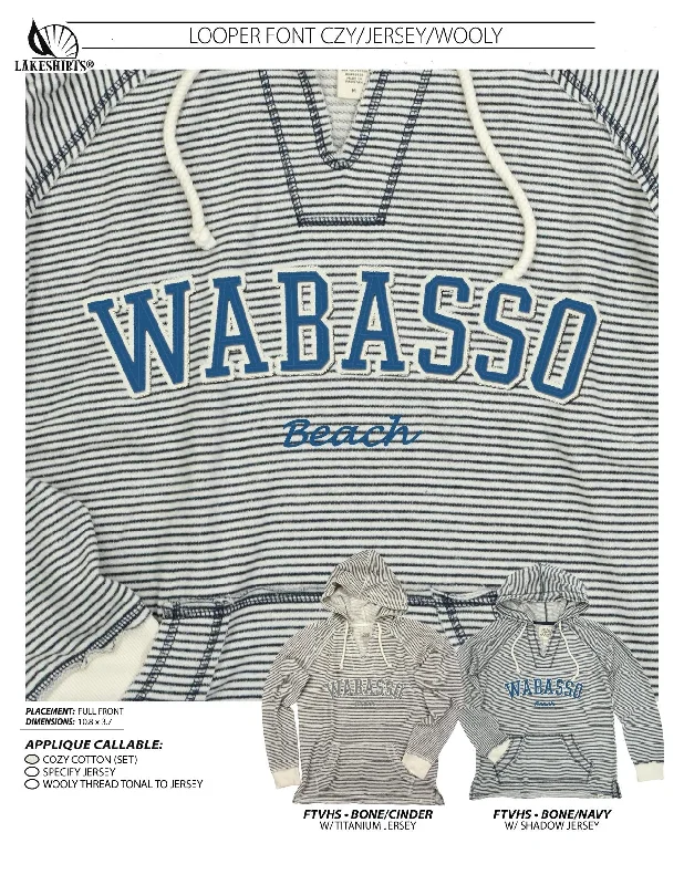 Blue 84 Looper Font Striped French Terry - Wabasso Beach Hooded Sweatshirt Hoodie Dress Longline Feminine Blue 84 Looper Font Striped French Terry - Wabasso Beach Hooded Sweatshirt Hoodie Dress Longline Feminine