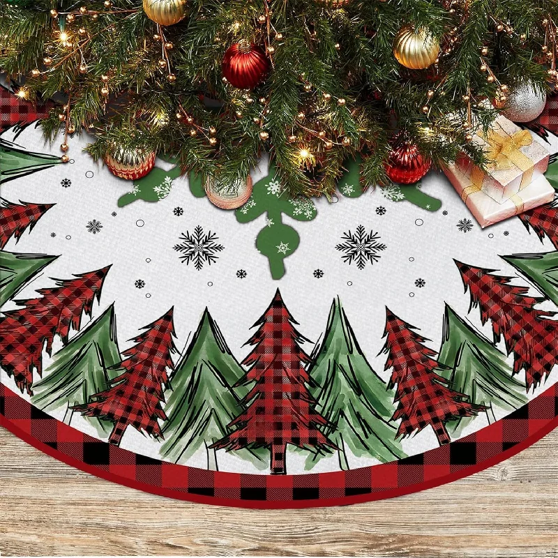 Buffalo Plaid Trees Pencil Tree Skirt - 48" silk skirt sleek