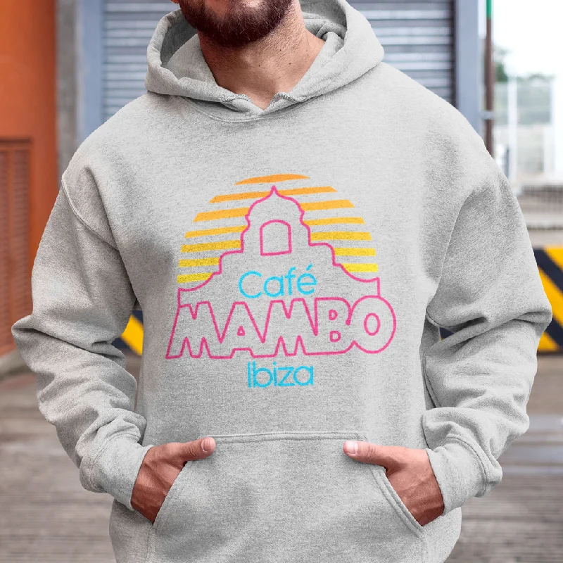 Cafe Mambo Ibiza Logo Athletic Grey Hoodie NEW Hoodie with Velcro Closure Adjustable Secure Cafe Mambo Ibiza Logo Athletic Grey Hoodie NEW Hoodie with Velcro Closure Adjustable Secure