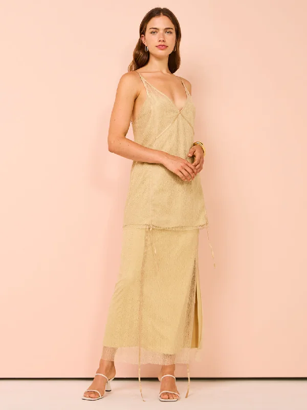Camilla and Marc Avery Lace Skirt in Gold floral skirt print