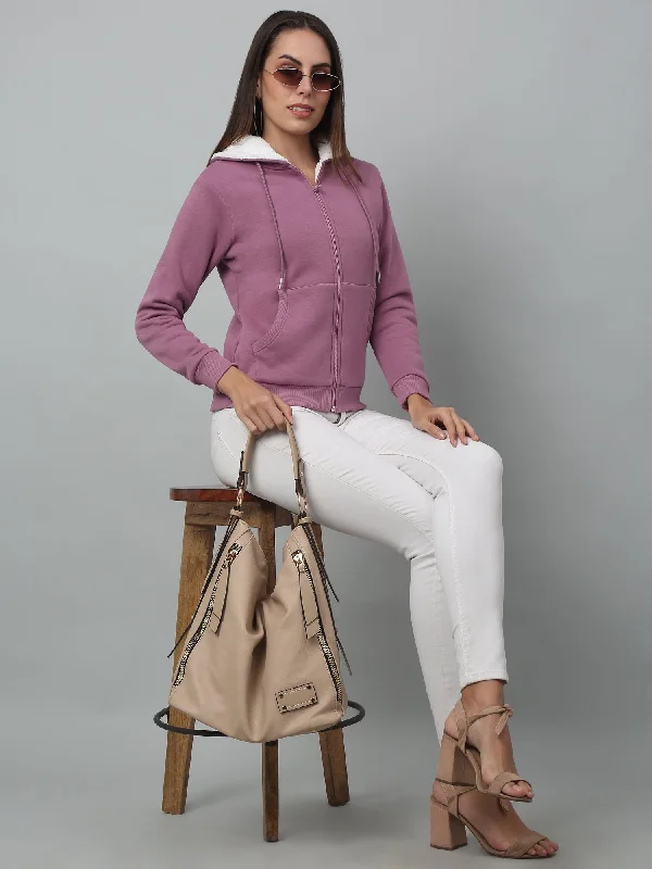 Women's Casual Purple Regular Full Sleeve Zipthru Hoodie Sweatshirt Hoodie with Monochrome Minimalist Simple Women's Casual Purple Regular Full Sleeve Zipthru Hoodie Sweatshirt Hoodie with Monochrome Minimalist Simple