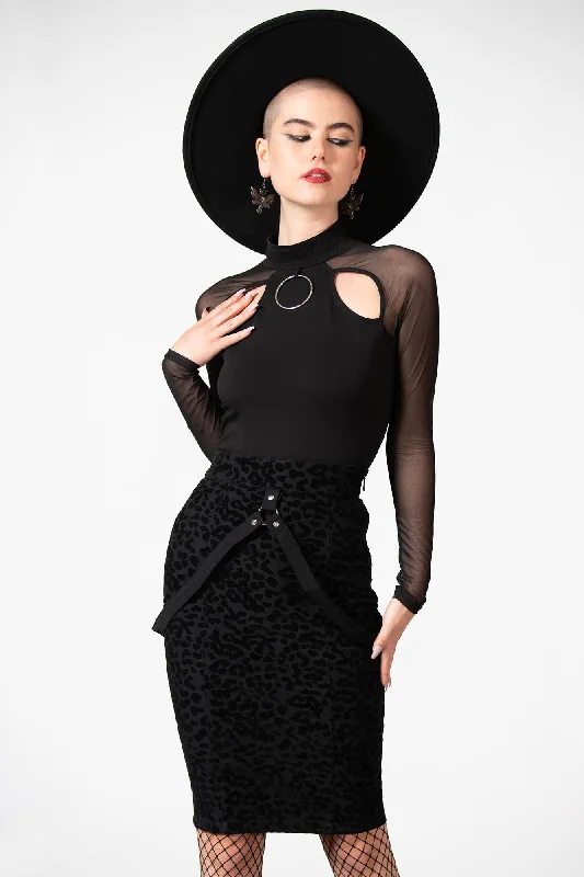 Catty Queen Midi Skirt elastic waist skirt