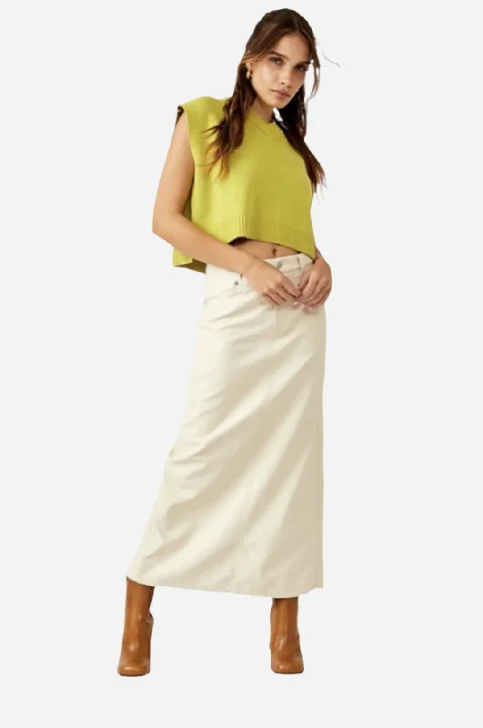 Free People City Slicker Vegan Maxi Skirt in Nilla Cream silk skirt smooth
