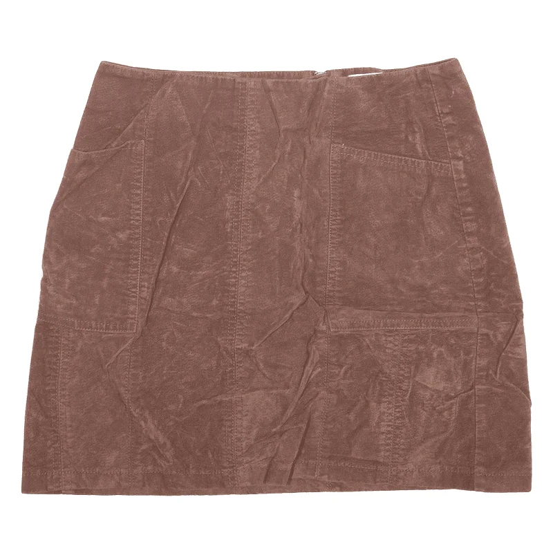 COLLECTION PIMKIE Faux Suede Womens Straight Skirt Brown Short Viscose UK 8 silk skirt smooth