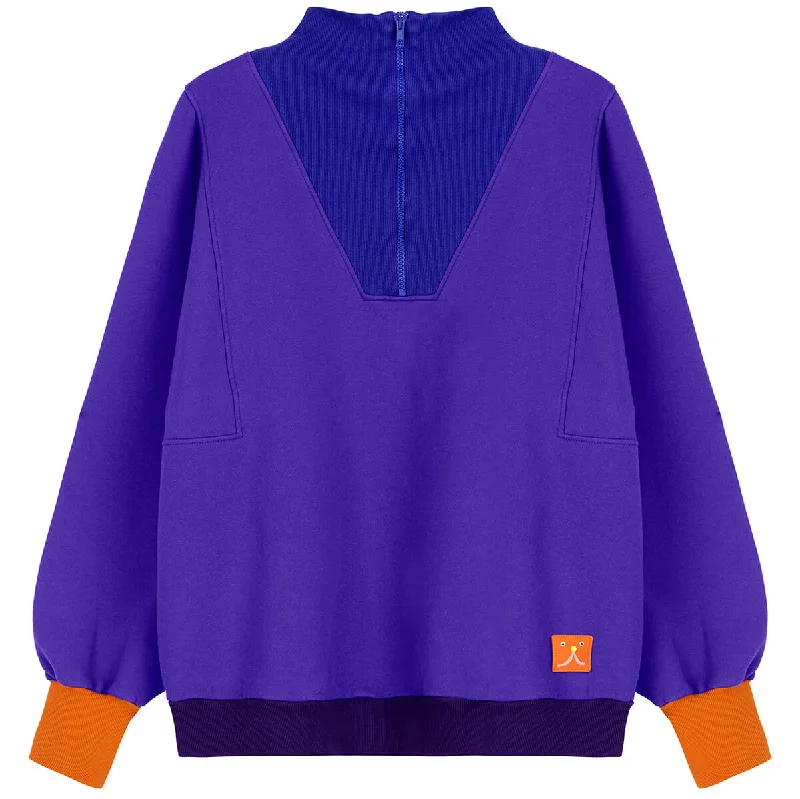 Colour Block Zipped Sweatshirt by Bobo Choses Womenswear Hoodie with V-Neck Classic Versatile Colour Block Zipped Sweatshirt by Bobo Choses Womenswear Hoodie with V-Neck Classic Versatile