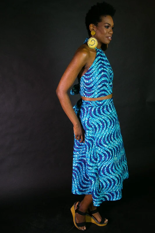 Halter Crop Top with matching A-Line Wrap Skirt boho skirt vibe