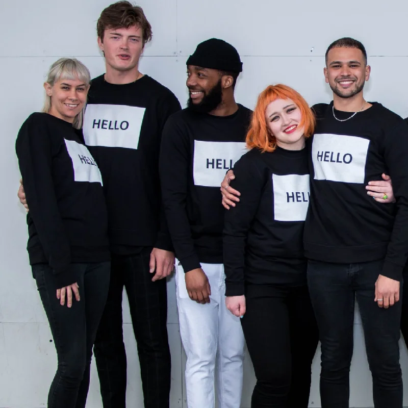 Unisex Limited Edition HELLO Sweatshirt Hoodie with Hem Patch Decorative Personalized Unisex Limited Edition HELLO Sweatshirt Hoodie with Hem Patch Decorative Personalized