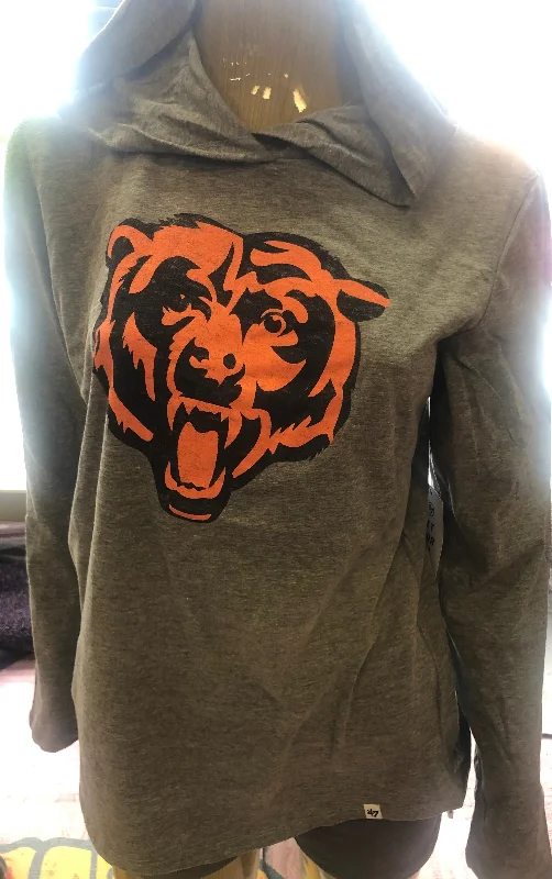 Women's Chicago Bears 47 Branded Slate GREY Lightweight Women's Hoodie Hoodie with Tied Waist Feminine Flattering Women's Chicago Bears 47 Branded Slate GREY Lightweight Women's Hoodie Hoodie with Tied Waist Feminine Flattering