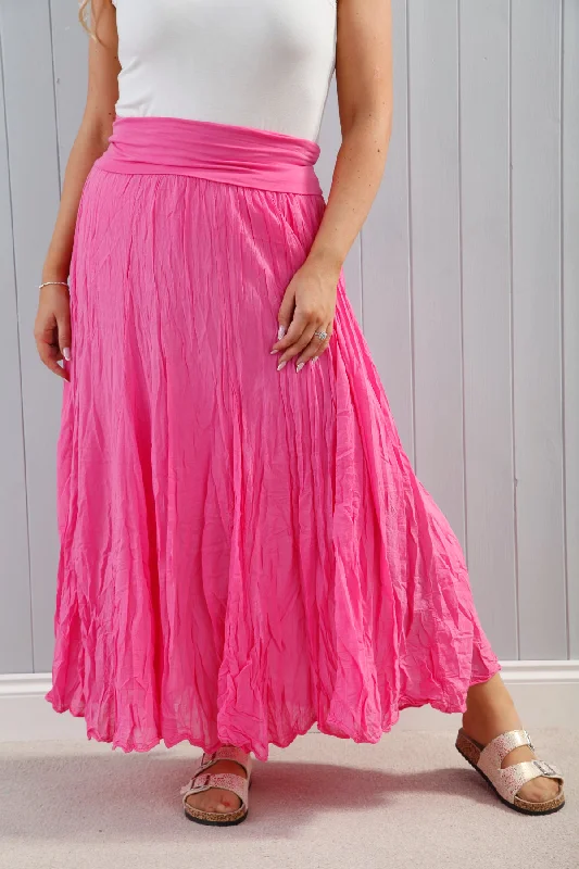 Crinkle Skirt Fuchsia flowy skirt hem