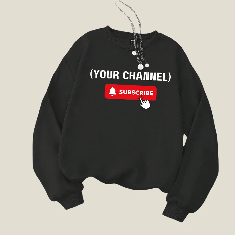 Custom 'Subscribe' Unisex Sweatshirt with Your YouTube Channel Name Hoodie with Elastic Cuffs Stretchable Comfortable Custom 'Subscribe' Unisex Sweatshirt with Your YouTube Channel Name Hoodie with Elastic Cuffs Stretchable Comfortable