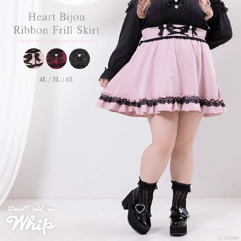 Dear My Love Whip "Heart Bijou Ribbon Frill" skirt chiffon skirt floaty