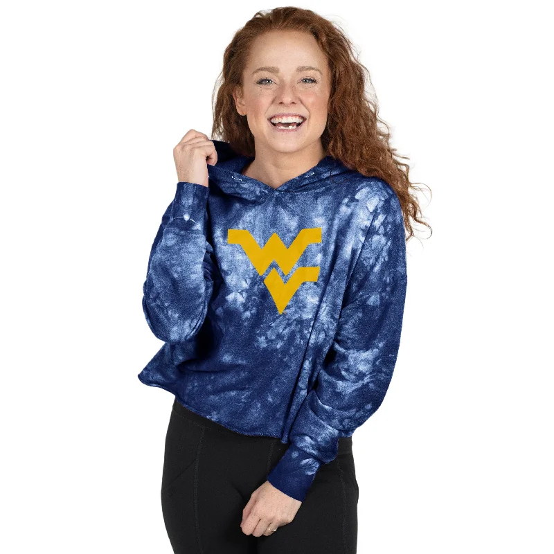 WVU Cropped Tie Dye Hoodie Hoodie with Pattern Geometric Abstract