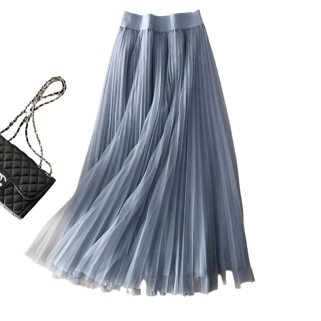 Elastic Waist 3 Layers A-line Tutu Skirt Elegant Vintage Mesh Long Tulle Skirt For Spring Autumn QT2117 relaxed fit skirt Elastic Waist 3 Layers A-line Tutu Skirt Elegant Vintage Mesh Long Tulle Skirt For Spring Autumn QT2117 relaxed fit skirt