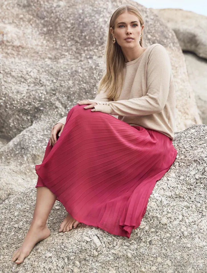 Esme Belted Pleated Skirt high waist skirt