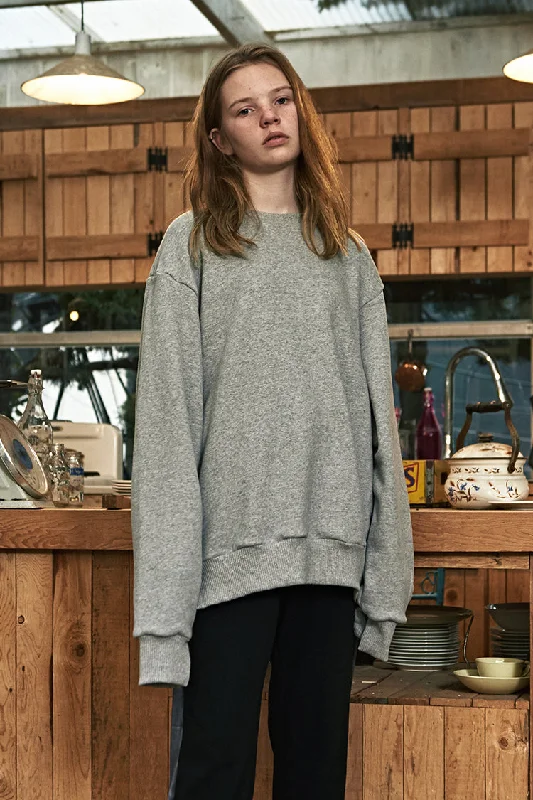 Logo Sweatshirt - Grey Hoodie with Cropped Fit Short Trendy