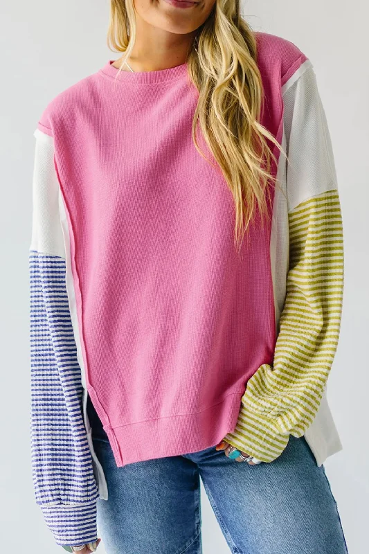 Exposed Seam Contrast Sweatshirt Hoodie with Emblem Brand Identity
