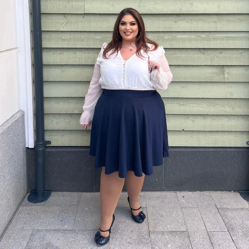 Flare Skirt - Navy wool skirt warm