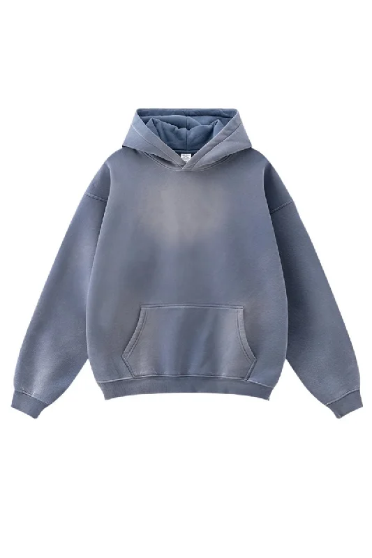 Fleece Knit Washed Sweatshirts Hoodie with Ribbed Hem Stretchable Secure