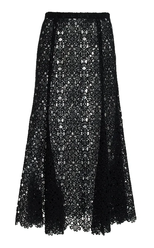 Florence Maxi Skirt in Black Cashmere Lace leather skirt sleek