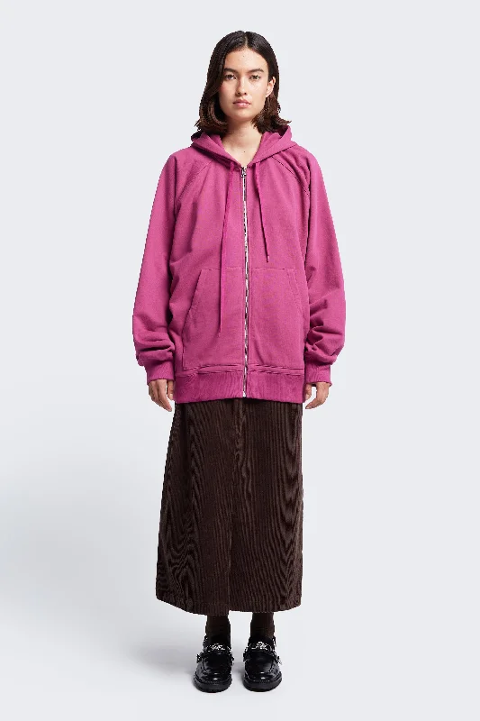 Flumen Unisex Hoodie Magenta Hoodie with Batwing Sleeves Loose Dramatic
