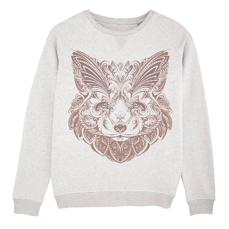 Fox Mandala Sweatshirt Women Hoodie with Full-Zip Functional Layering