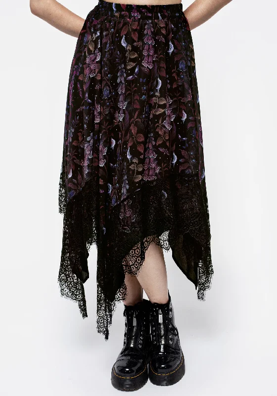 Foxglove Chiffon Handkerchief Hem Skirt cotton skirt soft