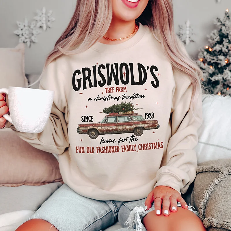 Griswold's Tree Farm Crewneck Sweatshirt Hoodie with Turtle Neck Cozy Winter