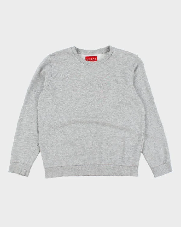 Guess Grey Sweatshirt - L Hoodie with Color Block Contrast Stylish