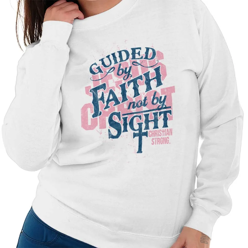 Not By Sight Crewneck Sweatshirt Hoodie with Embroidery Detailed Premium