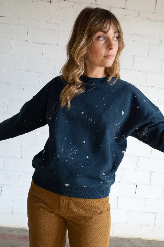 Gabriela sweatshirt midnight blue constellations Hoodie with Stripes Bold Sporty