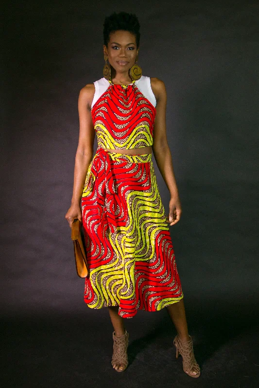 Halter Crop Top with matching A-Line Wrap Skirt vintage skirt charm
