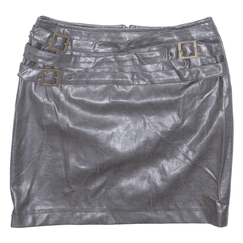 HARRY MODE Belted Womens Straight Skirt Grey Short S chiffon skirt lightweight