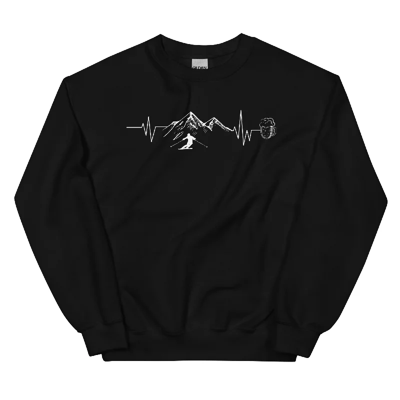 Herzschlag Berge, Bier Und Ski - (S.K) - Sweatshirt (Unisex) Hoodie with Hem Embroidery Detailed Premium Herzschlag Berge, Bier Und Ski - (S.K) - Sweatshirt (Unisex) Hoodie with Hem Embroidery Detailed Premium