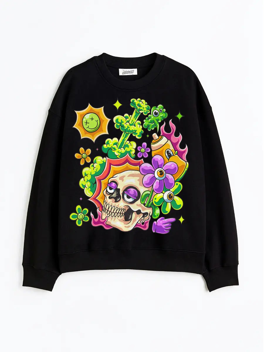 Huffing Paint Oversized Sweatshirt for Women Hoodie with Thumb Holes Functional Cozy