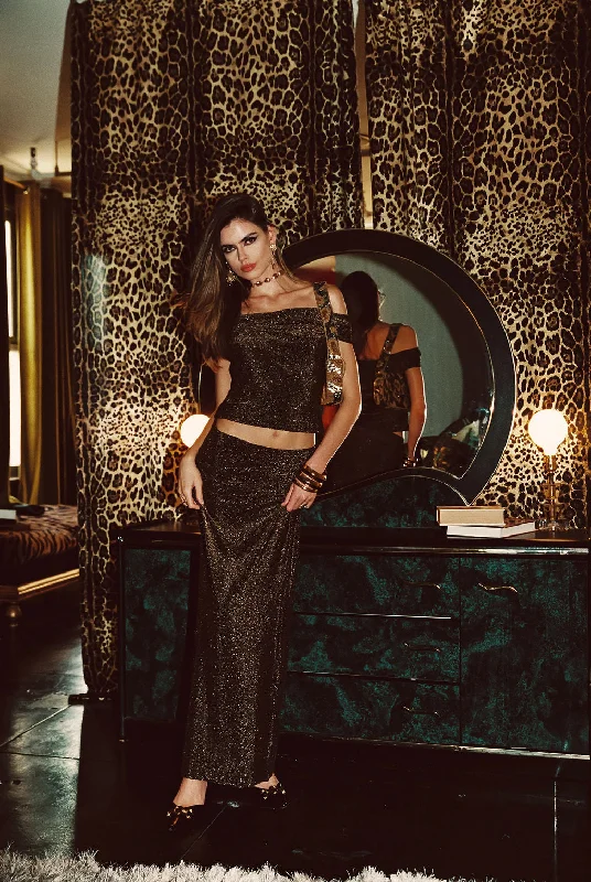 Hypnotized Gold Lurex Maxi Skirt vintage skirt charm