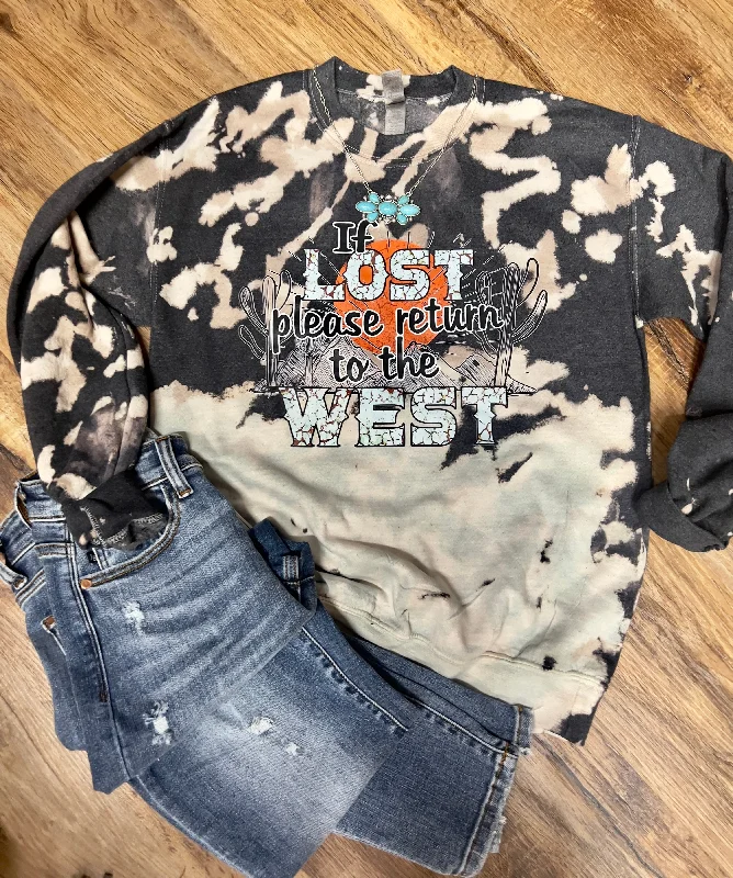 If Lost Please Return To The West Sweatshirt Hoodie with Hem Lace Feminine Delicate
