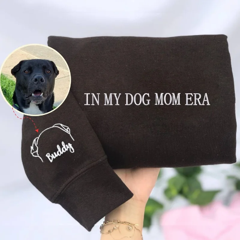 In My Dog Mom Era Sweatshirt, Hoodie Embroidered with Dog Ear, Name Hoodie with Frayed Bohemian Relaxed In My Dog Mom Era Sweatshirt, Hoodie Embroidered with Dog Ear, Name Hoodie with Frayed Bohemian Relaxed