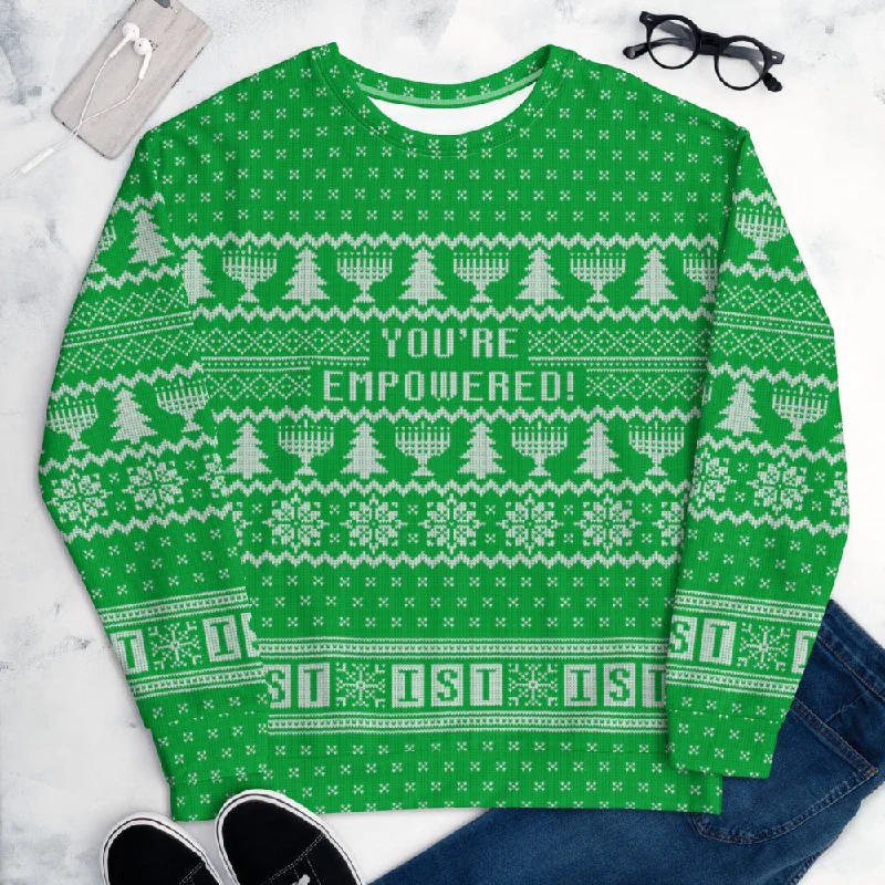 IST Ugly Holiday Unisex Sweatshirt GREEN Hoodie with Puffed Sleeves Voluminous Trendy IST Ugly Holiday Unisex Sweatshirt GREEN Hoodie with Puffed Sleeves Voluminous Trendy