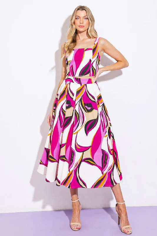 COCKTAIL CLUB WOVEN TWILL TOP AND SKIRT ruffled skirt detail