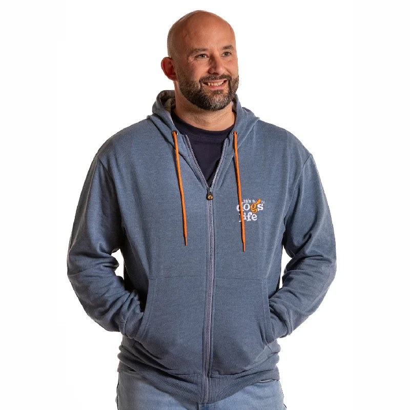 Full Zip Hoodie - Indigo Heather Hoodie with Typography Text Message