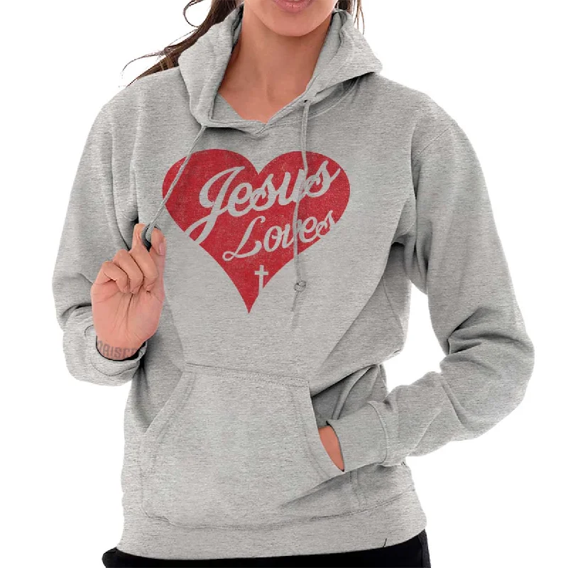 Jesus Loves Hoodie Hoodie with Hidden Zipper Minimalist Clean