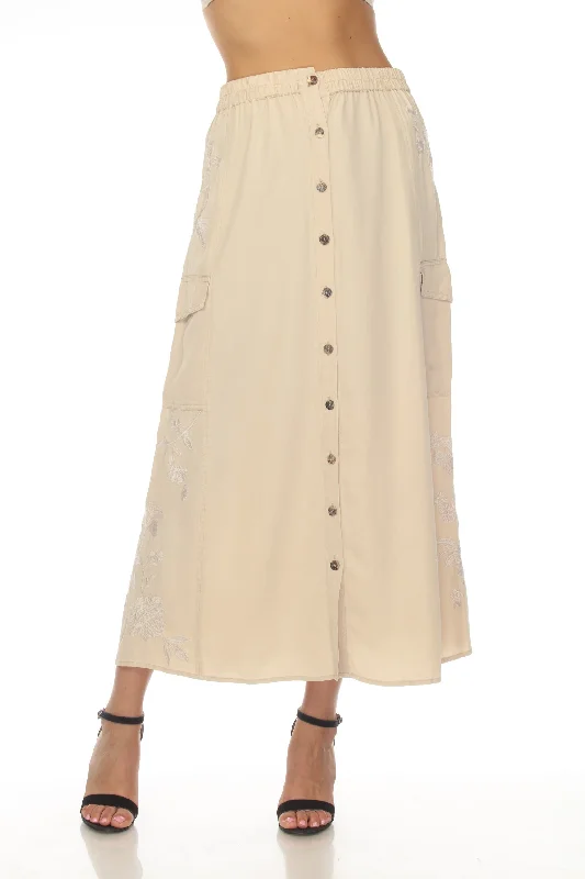 Johnny Was Workshop Sylvie Maxi Cargo Skirt Boho Chic W71523 high slit skirt