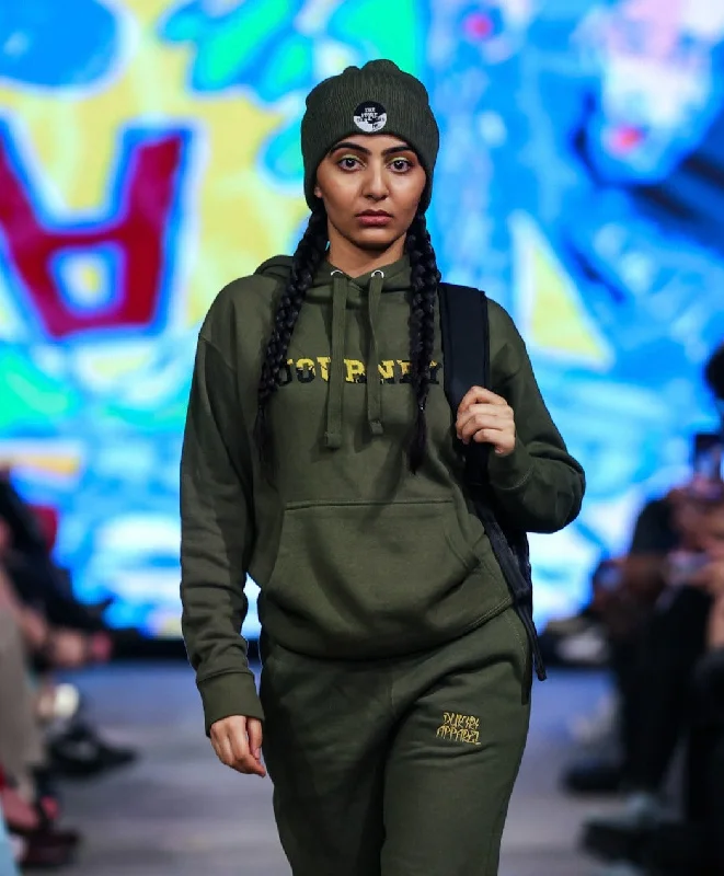 Journey 4 Olive Hoodie Hoodie with Hem Applique Textured Unique