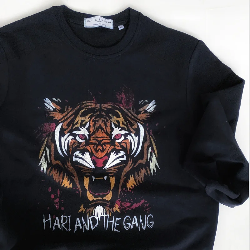 Tiger Sweatshirt Hoodie with Hem Detail Decorative Unique