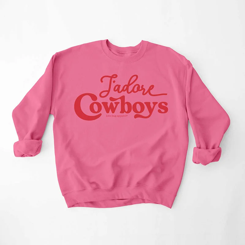 J'Adore Cowboys Crewneck Sweatshirt Hoodie with Snap Buttons Easy Quick