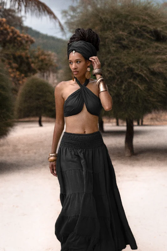 Maxi Skirt Moana Black wool skirt breathable