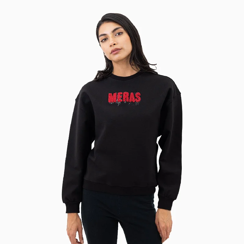 Women's Chenille Patch Sweatshirt Hoodie with Gradient Ombre Colorful