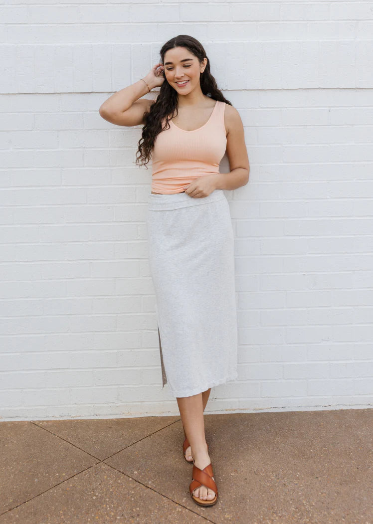 Midi Skirt by Elietian in Heather Grey wool skirt warm